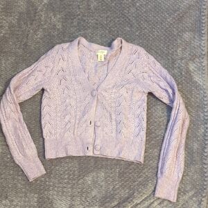 Lavender Cable Knit Cardigan Sweater